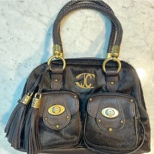 Roberto Cavalli “Real Pony hair “ deep Brown color ITALIAN Designer Handbag